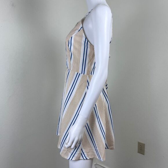 J.O.A She's Like The Wind Women Size S Striped Cutout Skater Mini Dress Resort - Picture 9 of 14